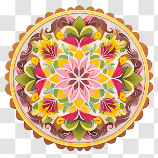 Onam
 - Colorful Floral Mandala Transparent PNG