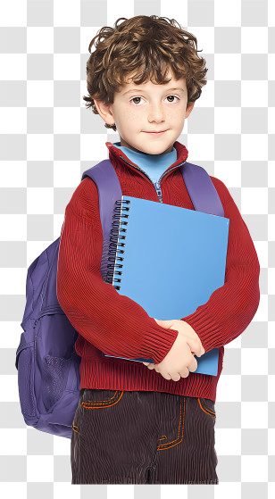 Boy With School Supplies - Boy Holding Notebook Ready For School Transparent PNG