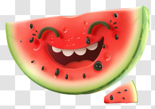 3d Cartoon Fruit - Smiling Watermelon Slice Cartoon Transparent PNG