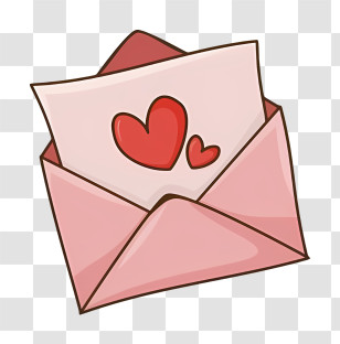 Mail - Pink Envelope With Hearts For Love Letters Transparent PNG