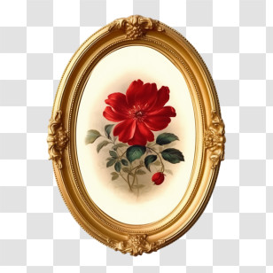 Oval Wooden Frame
 - Vintage Style Red Flower In Golden Frame Transparent PNG
