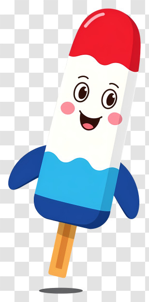 Cartoon Ice Lolly - Playful Rocket Popsicle Character Transparent PNG