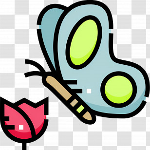 Flying Butterfly - Green Butterfly And Tulip Transparent PNG