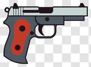 Handgun - Handgun Illustration With Red And Gray Design Transparent PNG