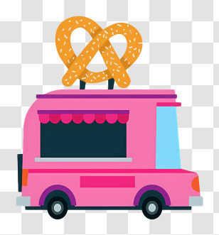 Food Truck - Pink Food Truck With Pretzel Sign Transparent PNG