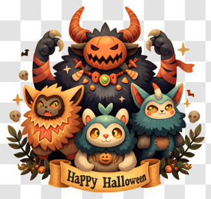Happy Halloween Monster - Cute Halloween Creatures Transparent PNG