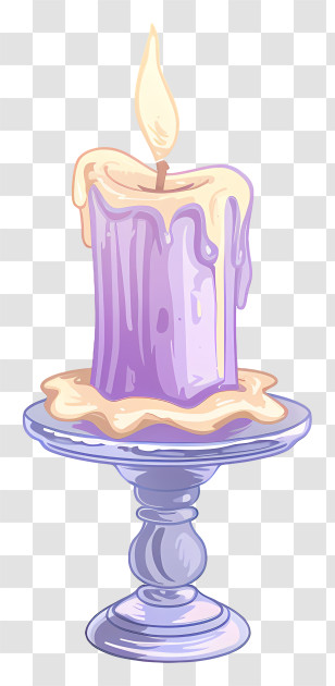 Candle In Candlestick - Purple Candle On Decorative Stand Transparent PNG