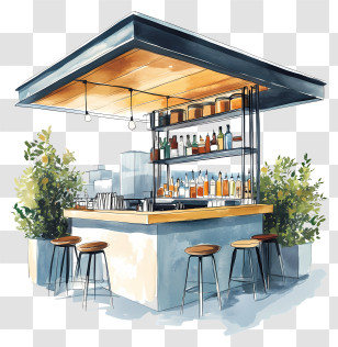 Rooftop Bar - Outdoor Bar With Stools Transparent PNG