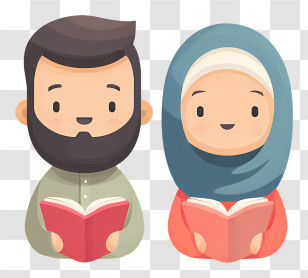 Muslim Couple Reading Quran - Couple Reading Books Together Transparent PNG