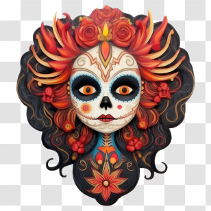 Skelita Calaveras - Day Of The Dead Sugar Skull Art Transparent PNG