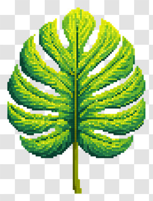 Pixel Tropical Leaf - Green Pixel Art Leaf Transparent PNG