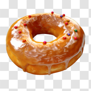 Donut
 - Delicious Donut With Caramel Glaze And Sprinkles Transparent PNG