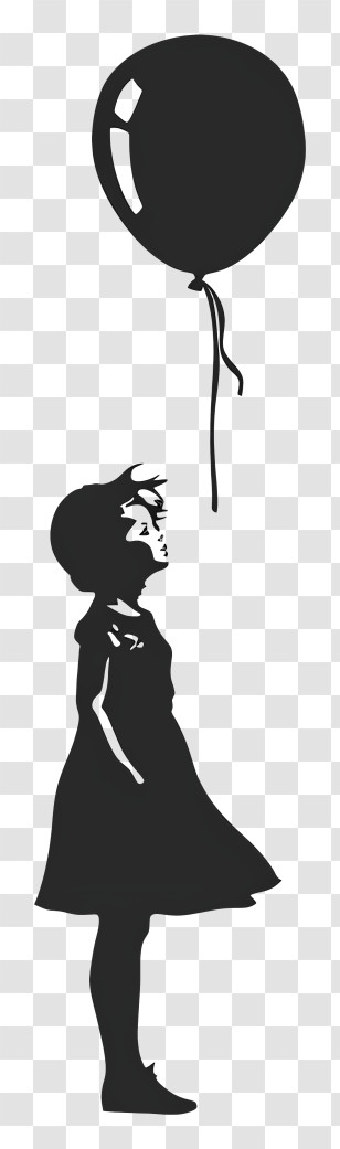 Girl Silhouette - Silhouette Art Of Girl With Balloon Transparent PNG