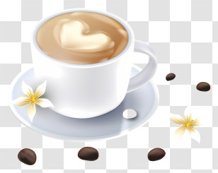 Coffee Cup - Latte Coffee Cup With Heart Art Transparent PNG