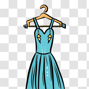Cartoon Dress - Blue Dress On A Hanger Illustration Transparent PNG