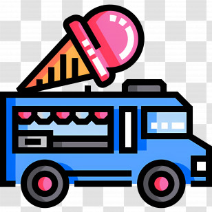 Food Truck - Colorful Ice Cream Truck Transparent PNG