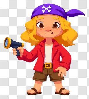 Pirate Woman - Cartoon Pirate Child With Telescope Transparent PNG