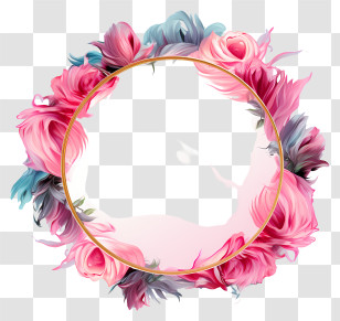 Pastel Round Frame - Floral Frame With Pink Flowers And Artistic Design Transparent PNG