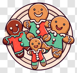 Gingerbread Men - Plate Of Gingerbread Cookies Transparent PNG