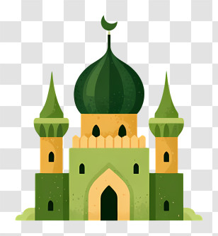 Mosque Logo - Green Mosque Cartoon Illustration Transparent PNG
