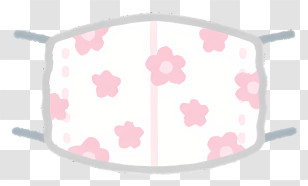 Icon Floral Print Face Mask Pink And White Face Mask Circle Shaped Face Mask Non-medical Face Mask Transparent PNG