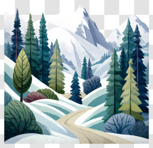 Snow Mountain Forest - Beautiful Snowy Mountain Landscape Transparent PNG
