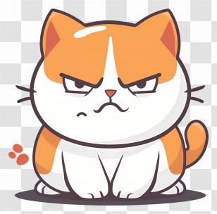 Cat Cartoon - Angry Orange And White Cartoon Cat Transparent PNG