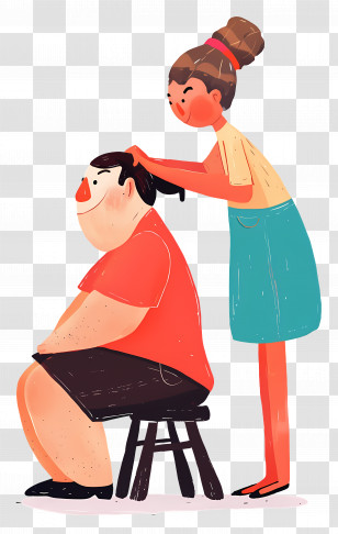 Hair Care - Haircut Scene With Two Characters Transparent PNG