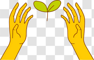 Icon - Yellow Hands Holding A Green Sapling Transparent PNG