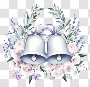 Wedding Bells - Wedding Bells With Floral Arrangement Transparent PNG