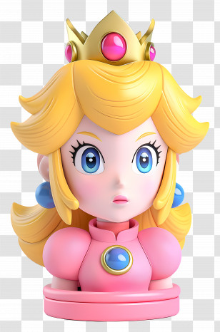 Princess Peach - Cartoon Princess With Crown Transparent PNG