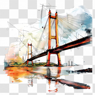 Mumbai Bridge - Scenic Red Bridge Over Water Transparent PNG