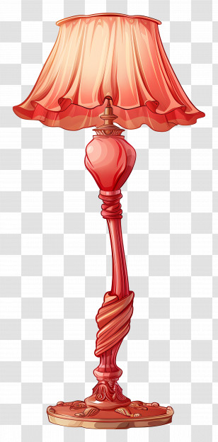 Lamp - Red Vintage Floor Lamp With Decorative Design Transparent PNG