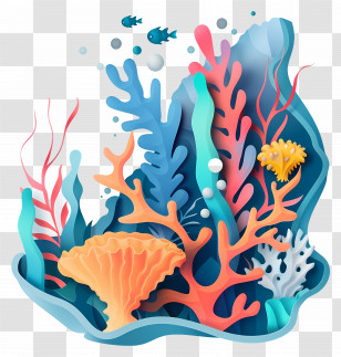Coral Reefs - Vibrant Coral Reef Illustration Transparent PNG
