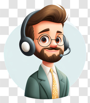 Client Service - Customer Service Representative With Headset And Glasses Transparent PNG