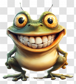 Frog Emoji - Happy Cartoon Frog With Big Smile Transparent PNG