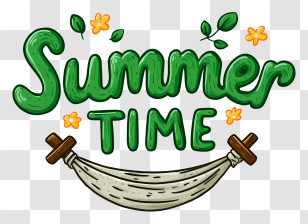 Logo Word Summer Time - Green 'Summer Time' Lettering Transparent PNG