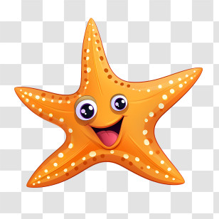 Starfish - Smiling Orange Starfish Cartoon Illustration Transparent PNG