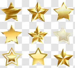 Star Gold Diagram Clip Art - Sticker - Transparent Golden Stars Set Clipart Transparent PNG