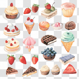 Desserts - Colorful Assorted Desserts Illustration Transparent PNG