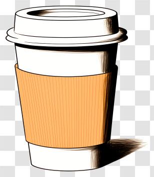 Paper Cup - Paper Coffee Cup Illustration With Sleeve Transparent PNG