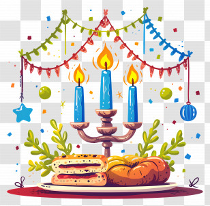 Hanukkah - Candles And Pastries For Hanukkah Transparent PNG