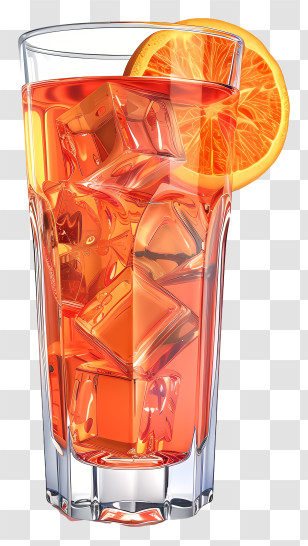 Aperol - Chilled Glass Of Orange Drink With Ice And Slice Transparent PNG