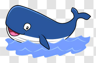 Cartoon - Playful Blue Whale In Cartoon Style Transparent PNG