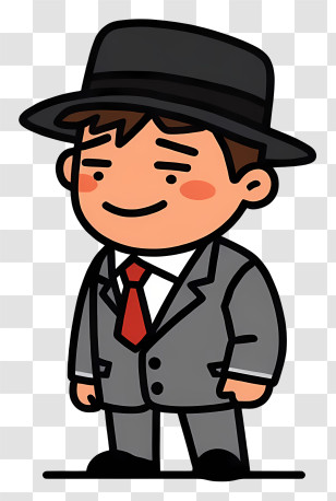 Businessman Feeling Disappointed - Cartoon Man In Suit And Hat Transparent PNG