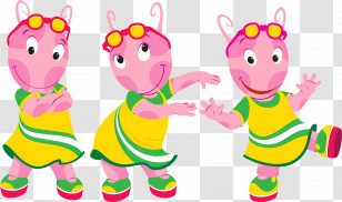 Backyardigans - Pink Cartoon Characters In Yellow Outfits Transparent PNG