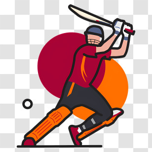 Sports - Cricket Player Illustration In Action Transparent PNG