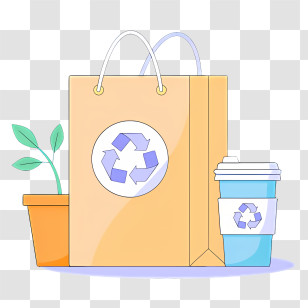 Shopping Bag - Sustainable Eco-Friendly Bag And Cup Transparent PNG