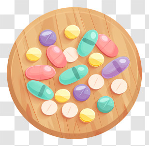 Medicine Tablet - Colorful Pills And Capsules On Wooden Surface Transparent PNG