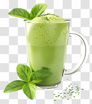 Matcha Green Tea - Green Matcha Drink In A Glass Cup Transparent PNG